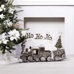 Transpac Metal Silver Train Decorative Sculpture for Christmas Tabletop Decor - Elegant Indoor Design for Holiday Charm
