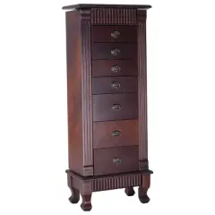 Tangkula Jewelry Cabinet Armoire Cambered Front Storage Chest Stand Organizer