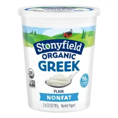 Stonyfield Organic Fat Free Plain Greek Yogurt - 16g Protein 32oz