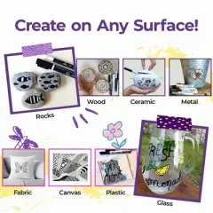 PINTAR Premium Acrylic Paint Pens - 3 Black & 3 White(6-Pack) Extra Fine Tip(0.7) Rock Painting, Wood, Paper, Fabric, Craft Supplies, DIY Project