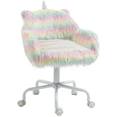 RISOKEYS Fluffy Unicorn Office Chair - Fashionable Rainbow Design, Easy Height Adjustment & Smooth 360&deg; Swivel, Perfect for Home, Gaming,Kids,Rainbow