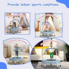 Whisen 36.2&rdquo; Mini Toddler Trampoline with 6 Legs and Foam-covered Handle for Kids, Unique Print Design