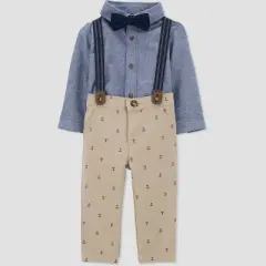 Carter's Just One You&reg; Toddler Boys' Anchor Chambray Suspender Set - Khaki/Blue