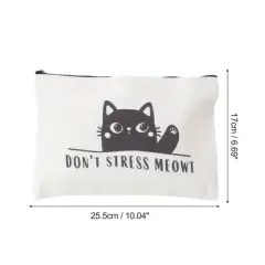 Unique Bargains Durable Cats Slogan Makeup Bag White 1 Pc