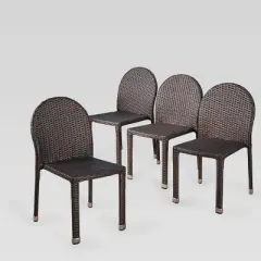 Aurora 4pk Wicker Stacking Chairs - Brown - Christopher Knight Home