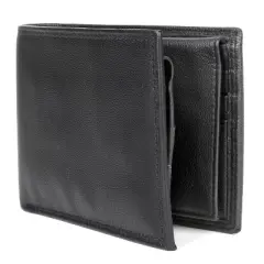 J. Buxton Emblem Double ID Billfold Leather Wallet - Black