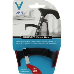 HealthSmart Vivi Bridgit Cane Rest Cane Holder, Helps Cane Stay in Place, Small and Compact, 5/8 to 1 Inch, Red