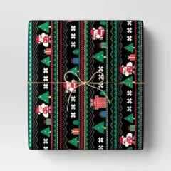 30" 50 sq ft Christmas Roll Wrap Sweater Pixel Print on Black - Wondershop&trade;