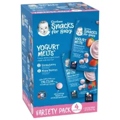 Gerber Yogurt Melts 4pk Strawberry & Mixed Berries Freeze-Dried Snacks Variety Pack - 4oz