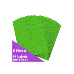 JAM Paper Address Labels 1 1/3" x 4" Neon Green 14 Labels/Sheet 9 Sheets/Pack (359329613)