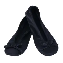 CTM Women's Satin Ballerina Slipper House Shoe