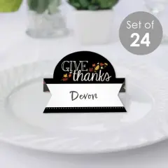 Big Dot of Happiness Give Thanks - Thanksgiving Party Tent Buffet Card - Table Setting Name Place Cards - Set of 24