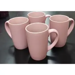 Omniware Teaz Cafe 18 oz Classic Mug - Vintage-Inspired Stoneware Coffee Cups, Retro Diner Aesthetic, Rustic Drinkware, Dishwasher Safe (Pink)