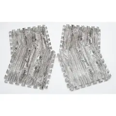 Tadpoles 9 Tile Natural Wood Grain Playmat for Kids & Adults | Interlocking Tiles | Safe & Durable | Total Floor Coverage 56 x 56 | Grey