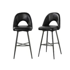 Thadeo Modern Bar Stool,set of 2 with Cutout Design | ARTFUL LIVING DESIGN