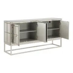 Adolphe Contemporary 4 Door Mirrored Storage Credenza/Sideboard Gold - Treasure Trove