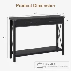 IDEALHOUSE Console Table with 2 Drawers, Farmhouse Entryway Table with Storage Shelf