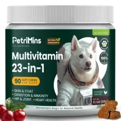 PetriMins Dog Vitamins Supplements, Multivitamin Treats with Glucosamine & Omega-3 &uml;C Hip & Joint, Digestion, Immune, Skin & Heart Health &uml;C 90ct