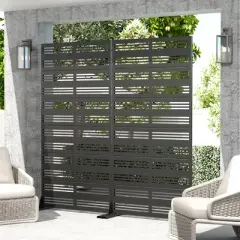 SpassWay 72"H 35"W Outdoor Metal Garden Trellis Privacy Screen Lattice Panel Indoor Room Divider In Black