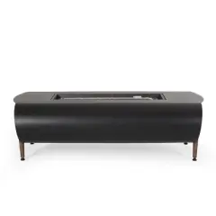 Rectangular Outdoor Fire Pit with 50,000 BTU Heat Output and Contemporary Concrete Design