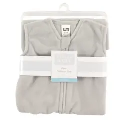 Hudson Baby Unisex Baby Plush Sleeping Bag, Sack, Blanket, Solid Light Gray Fleece, 12-18 Months