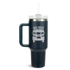 Elanze Designs Bus Boss Best School Driver 40 oz. Stainless Steel, Large Water Bottle Coffee Mug, Spill & Leak Resistant, Thermal Travel Tumbler with