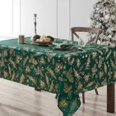 Elrene Pine Foil Fabric Holiday Tablecloth - Elrene Home Fashions