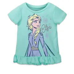 Disney Frozen Moana Princess Rapunzel Snow White Raya and the Last Dragon Girls Peplum T-Shirt and French TerryShorts Outfit Set Little Kid to Big Kid