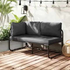 Tangkula Patio Loveseat w/ Removable Pillows & Seat Cushion Side Armrest Metal Frame