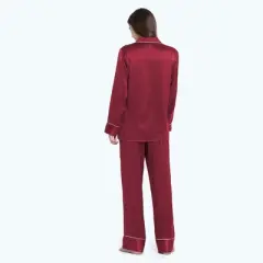 Mommesilk Piped Silk Pajamas Set for Women