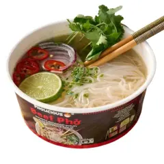 Pho, Beef, Pholicious Authentic Instant Pho , Vietnamese Rice Noodle Soup, 4 pack / 3.6 Ounce Bowls, Ramen Alternative & Fresh Ingredients