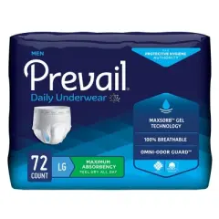 Prevail Daily Underwear Disposable Underwear Male Pull On with Tear Away Seams Large, PUM-513/1, Maximum, 72 Ct