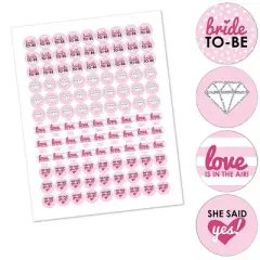 Big Dot of Happiness Bride-To-Be - Bridal Shower & Classy Bachelorette Party Round Candy Sticker Favors - Labels Fits Chocolate Candy (1 sheet of 108)