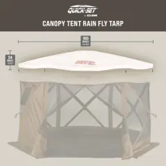 CLAM Quick-Set Outdoor Gazebo Screen Tent Canopy Accessory Rain Fly Roof Tarp for Pavilion/Pavilion Camper Models, Tan (Tent Not Included)