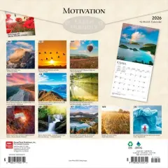 BrownTrout Motivation 2026 12"x24" Hanging Square Wall Calendar Plastic-Free