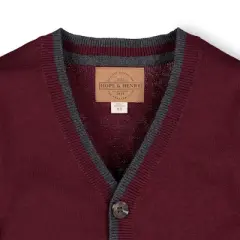 Hope & Henry Boys' Tipped Cardigan with Elbow Patches, Kids