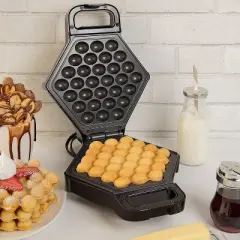 Cucina Pro Bubble Waffle Maker- Non stick Hong Kong Egg Waffler Iron Griddle w/Ready Indicator Light- Free Recipe Guide Included, Make Ice Cream Cones