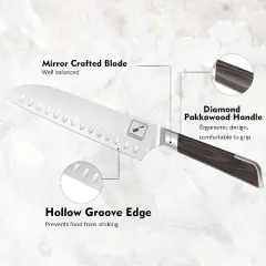 imarku Damascus Chef Knife, Sharp Kitchen Santoku Knife 7 Inch, Powder Steel Forged Japanese Cooking Knife for Collection, Chopping Meat Vegetable