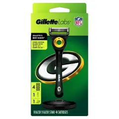 Gillette Labs Men's Special NFL Packers Edition Shaving Razor with 4 Refills and Magnetic Stand