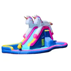 Hoovy Kid's Inflatable 2-in-1 Unicorn Water Slide with Pool, 15.25 FT. (L)' x 7.25 FT. (W) x 7 FT. (H), Air Pump & Carry Bag Included