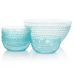 Gibson Home Plastic Bowl Set with Serving Bowl in Light Blue