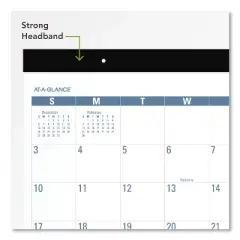 Easy-to-Read Monthly Desk Pad, 22 x 17, White/Blue Sheets, Black Binding, Clear Corners, 12-Month (Jan to Dec): 2026