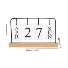 Unique Bargains Desktop Decoration Turn Page Vintage Wood Perpetual Calendar