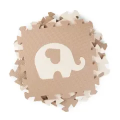 Tadpoles 16 Tile Teddy & Friends Foam Playmat for Kids | 16 Interlocking Tiles | Safe & Durable | Total Floor Coverage 50 x 50 | Ages 3 & Up | Brown