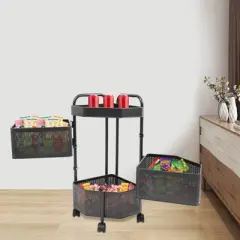 YIYIBYUS Rotating Kitchen Storage Rack, 4-Tier Metal Storage Basket Shelves