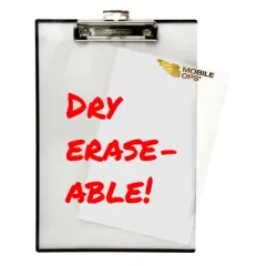 Mobile OPS Unbreakable Quick Reference Clipboard with Dry Eraseable Transparent Protective Cover, Clear