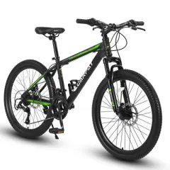 DSVIMOY 26 Inch Mountain Bike, 21 Speeds Bicycle for Adult & Teenagers, Black & Green, 71"*25"*39.3"