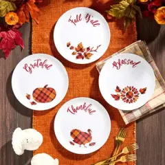 The Lakeside Collection Harvest Plaid Serving Pieces - Set of 4 Plates