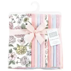 Hudson Baby Infant Girl Cotton Flannel Burp Cloths Bundle, Vintage Blossom, One Size