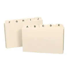Smead Card Guide, Plain 1/5-Cut Tab (A-Z), 3"H x 5"W, Manila, 25 per Set (55076)
